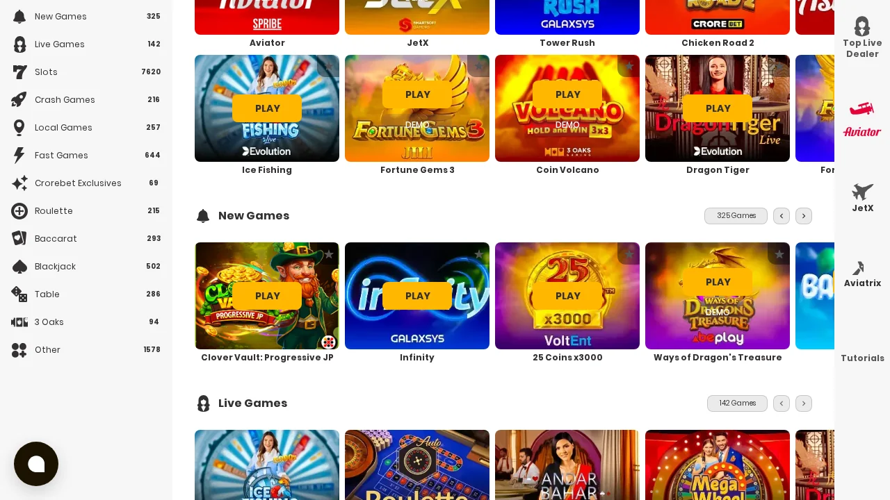 CroreBet game selection software